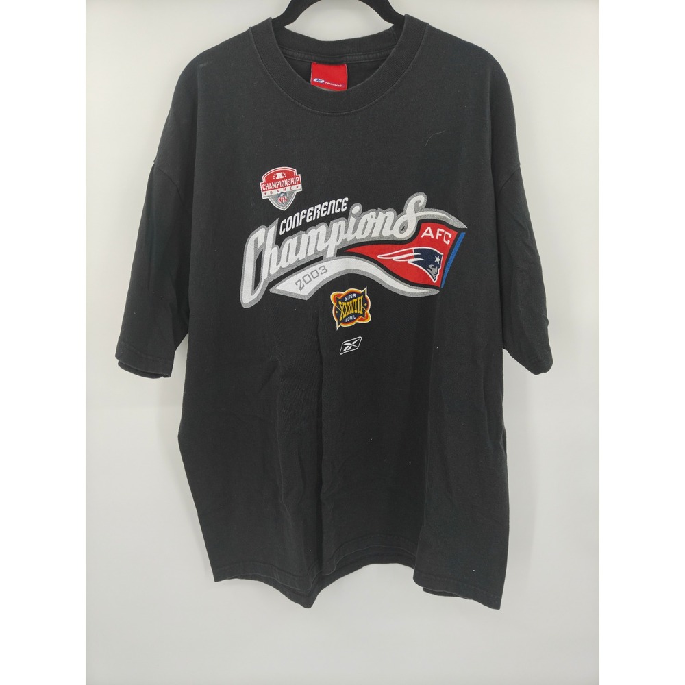 Reebok New England Patriots 2003 AFC Champions T-Shirt Mens Large Black NFL